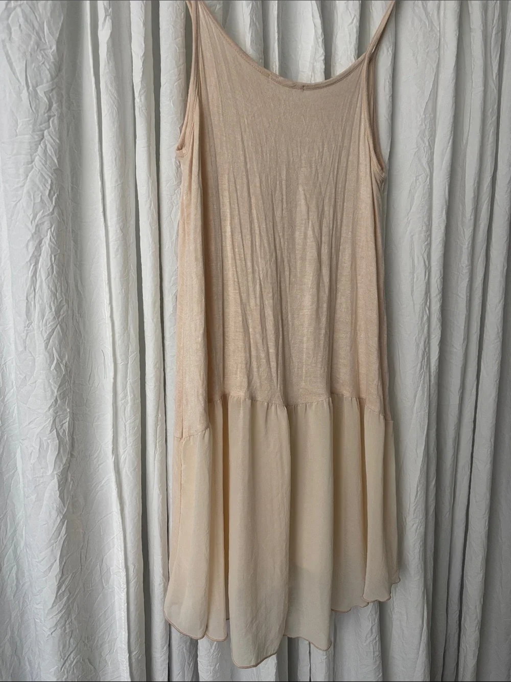 easel Nude Blush Layered Ruffle Hem Camisole Dress